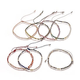 Регулируемые натуральные драгоценные камни с плетеными браслетами из бисера, с нейлоновым шнуром, долговечные латунные бусины и бисер
