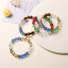 10MM Multicolor Crystal Glass Bead Bracelet with 96 Facets for a Dazzling Look