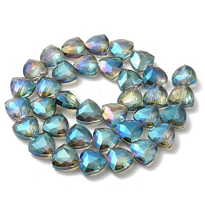 Electroplate Crystal Glass Triangle Beads Strands, Faceted, Color Plated, 18x18x9mm, Hole: 1mm, about 35pcs/strand, 24.8 inch
