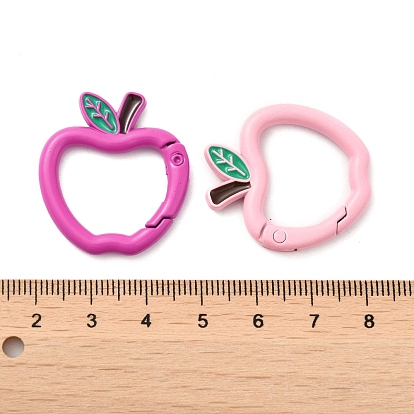 Spray Painted Alloy Spring Gate Ring, Apple