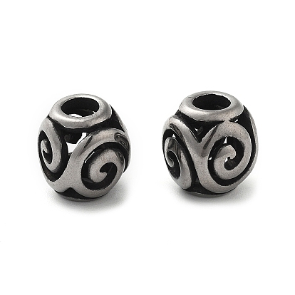 304 из нержавеющей стали европейские шарики, бусины с большим отверстием, ионное покрытие (ip), Rondelle с вихрем