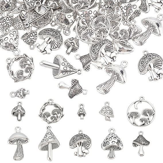 100 шт 10 стили подвески из сплава в тибетском стиле, грибные прелести