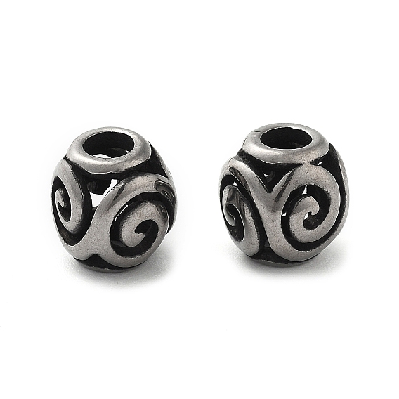 304 из нержавеющей стали европейские шарики, бусины с большим отверстием, ионное покрытие (ip), Rondelle с вихрем