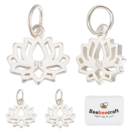 5Stück 925 Sterling Silber Anhänger, mit Ringe springen, Lotus