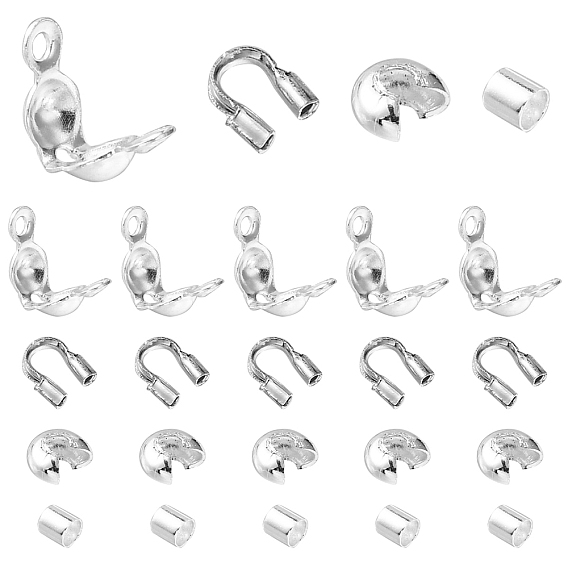 200 шт. 4 наборы для изготовления ювелирных изделий в стиле «сделай сам», включая железные и латунные крышки для обжимных бусин, латунные кончики бортов, защитные приспособления и защитные приспособления для проволоки