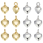 12 шт. 2 цвета латунные подвески, сердце, долговечный, с целью перехода в кольце