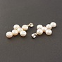 Natural Pearl Pendants, with Platinum Plated Brass Findings, Cross Charm