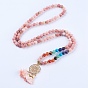 Chakra Jewelry, Natural Gemstone Pendant Necklaces, with Alloy and Iron Finding