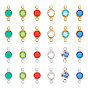 72Pcs 12 Colors 304 Stainless Steel with Glass Connector Charms, Flat Round Links