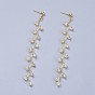 304 Stainless Steel Stud Earrings, with Electroplate Glass Beads