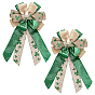 Big Polyester Packaging Ribbon Bows, Festival Gifts Box Package Decorations, Shamrock Pattern Bowknot for Saint Patrick's Day