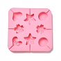 DIY Lollipop Making Food Grade Silicone Molds, Candy Molds, Heart, Sakura, Flat Round & Star, 8 Cavities
