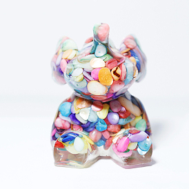 Shell Chip & Resin Craft Display Decorations, Elephant Figurine, for Home Feng Shui Ornament