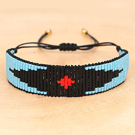 Готические браслеты из плетеных стеклянных бусин для женщин, ромб