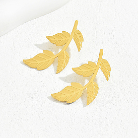 201 Stainless Steel Leaf Stud Earrings for Women