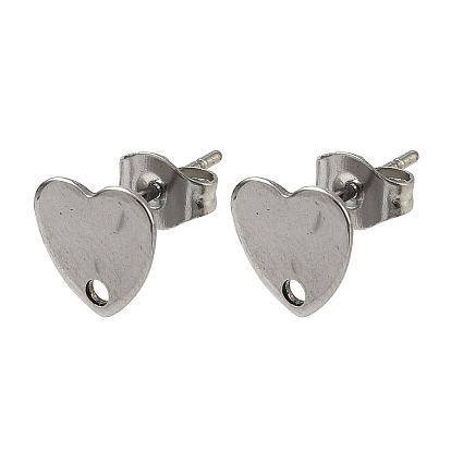 304 серьги-гвоздики из нержавеющей стали, с петлей и плоской пластиной, 8x8 мм, отверстие : 1 мм, штифты : 0.8 мм