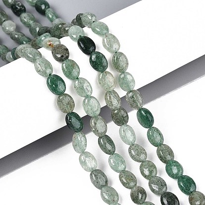 Натуральный зеленый клубника кварц бисер нити, Плоско-овальные