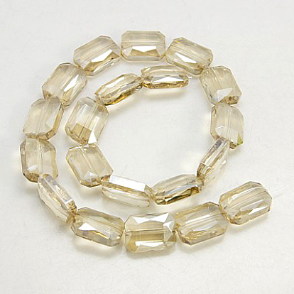 Electroplated Glass Beads, Pearl Luster Plated, Faceted Rectangle