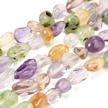 Hilos de cuentas de cuarzo natural multicolor, piedra caída, pepitas