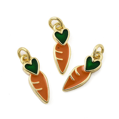 Латунь эмаль прелести, с прыжковых колец, морковные прелести, реальный 18 k позолоченный