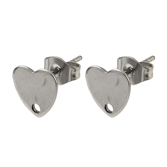 304 серьги-гвоздики из нержавеющей стали, с петлей и плоской пластиной, 8x8 мм, отверстие : 1 мм, штифты : 0.8 мм