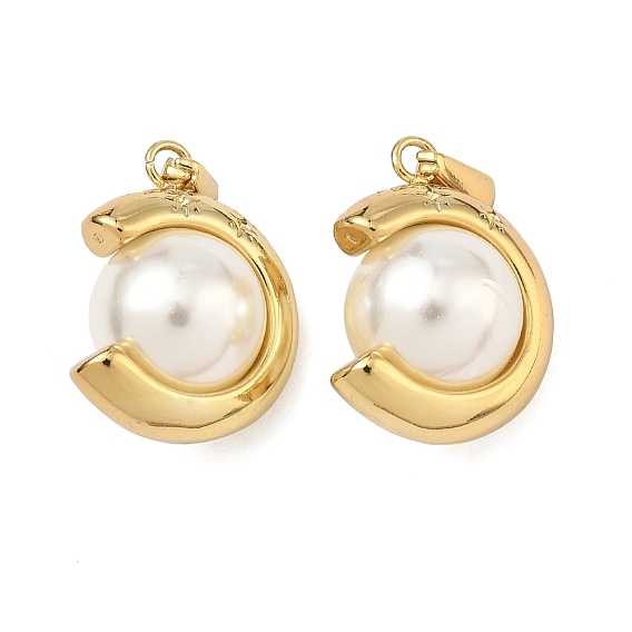 304 подвески из нержавеющей стали и АБС-пластика с имитацией жемчуга, подвески в форме буквы С