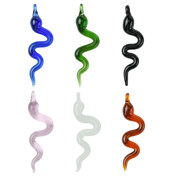 6 шт. 6 цветов большие подвески ручной работы в технике лэмпворк, змея