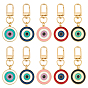 10 шт. 5 цвета плоские круглые эмалевые подвесные украшения из сплава, с поворотными застежками сплава, золотые