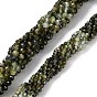 Нити бусин из натурального зеленого турмалина, градиент цвета, граненые, круглые