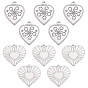 10Pcs 2 Style 304 Stainless Steel Textured Pendants, Heart
