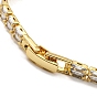 Rack Plating Brass Rhombus Link Bracelet, Cubic Zirconia Tennis Bracelets, Long-Lasting Plated, Cadmium Free & Lead Free