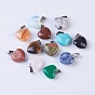 Natural & Synthetic Mixed Gemstone Pendants, with Platinum Tone Brass Findings, Heart