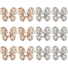 12ПК 2 цветные железные пуговицы со стразами, с имитацией жемчуга, бабочка