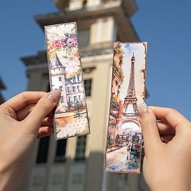 20Pcs 10 Style Art Paper Bookmarks, Book Reading Marker Gift, Paris Greek Ireland Travel Painting Bookmark, Rectangle