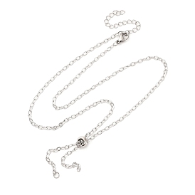 Регулируемые 304 цепочки из нержавеющей стали с текстурированными тросами, слайдер-ожерелья, с прыжковых колец