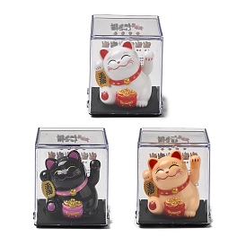 Figurines de chat porte-bonheur japonais à énergie solaire en plastique, pour la décoration de bureau de bureau de voiture à la maison