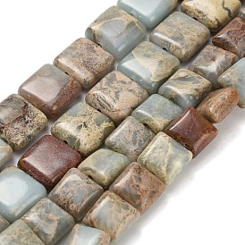 Натуральные бусины из аква терра яшмы, квадратный