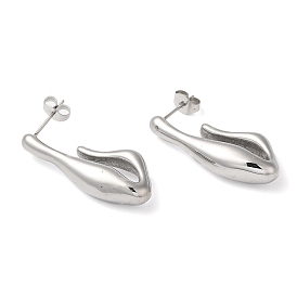 304 Stainless Steel Stud Earrings, Twist Teardrop