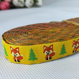 Polyester Flat Ribbons, Fox Print Ribbon, Gift Wrapping, Garment Accessories