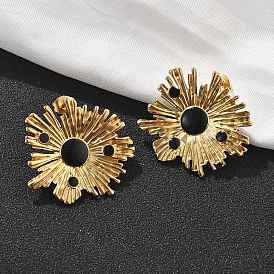 304 женские серьги-гвоздики из нержавеющей стали, цветок