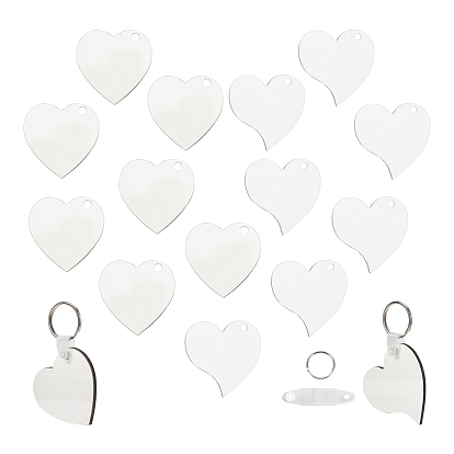 Sublimation Blanks Keychains, MDF Board Heat Transfer Keyring, for Heat Press, Heart
