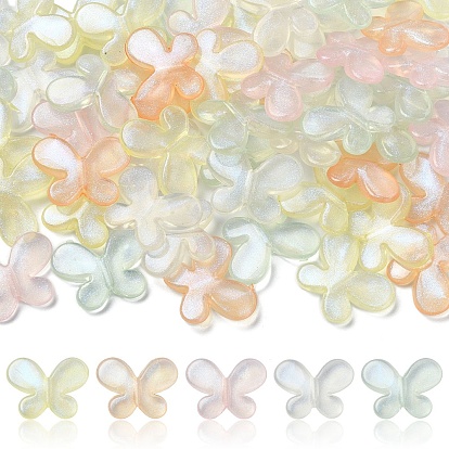 100 шт 5 цвета прозрачные бусины из смолы, блеск бисера, бабочка