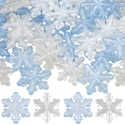 36шт. 2 цветные светящиеся прозрачные акриловые бусины, снежинка, светится в темноте, с блеском порошок