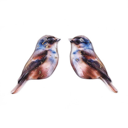 Эпоксидная смола подвески, птица, с золотой фольгой и блестками