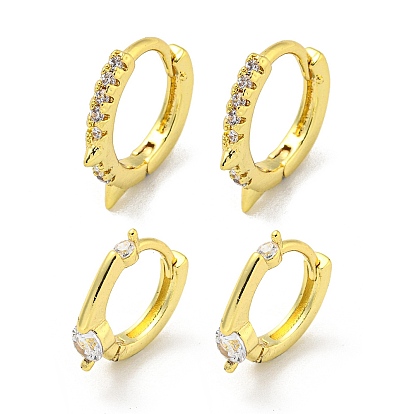 Серьги-кольца из латуни с микропаве из кубического циркония, реальный 18 k позолоченный