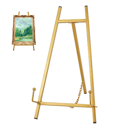 Caballete de hierro plegable, caballete de exhibición de pintura trapezoidal