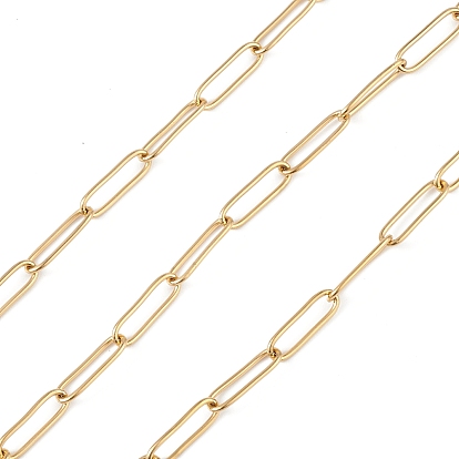 304 Stainless Steel Paperclip Chains, Unwelded, with Spool