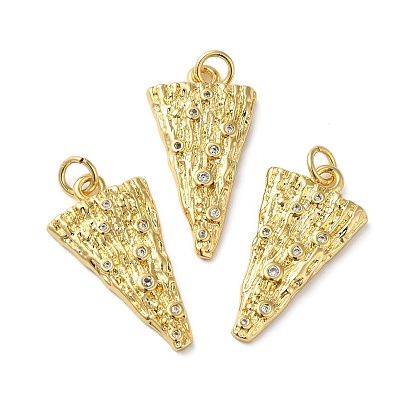 Rack Plating Brass Pave Cubic Zirconia Pendants, with Jump Ring, Lead Free & Cadmium Free, Long-Lasting Plated, Triangle Charm