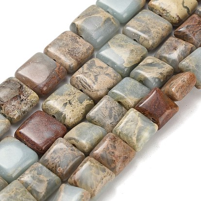 Натуральные бусины из аква терра яшмы, квадратный