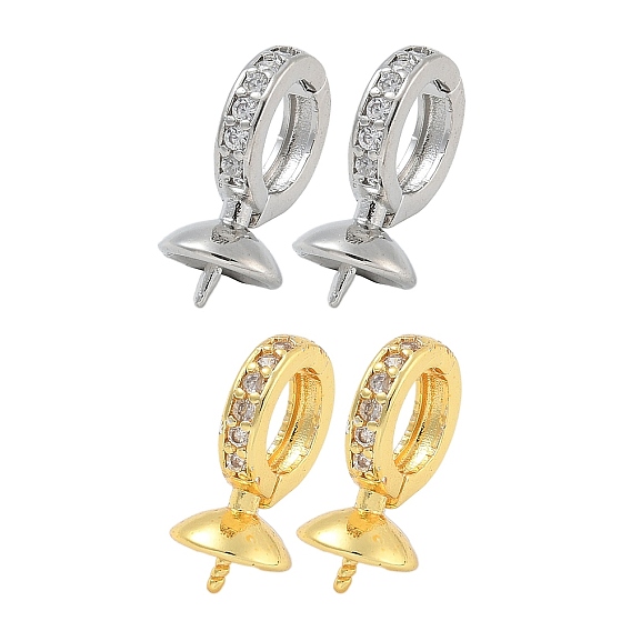 Латунный микро-паве кубический кубик циркония жемчужина, за половину пробурено бисера, усилитель укороченный бейлс, долговечный